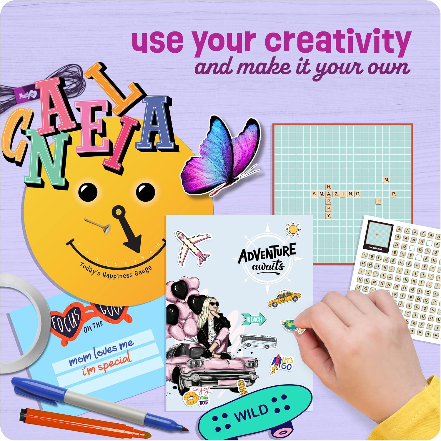 Pretty Me Wall Collage Kit for Teen & Tween Girls - Arts Craft Easter Gift Ideas for Age 11, 12,13, 14, 15, 16 Year Old Girl - Birthday Gifts for Teenage Bedroom Decor - Teens Creative Crafts Kits